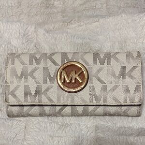 Michael Kors Beige and Gold Logo Wallet